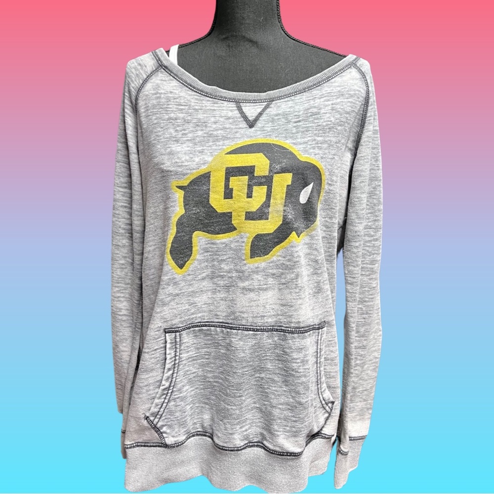 CU BUFFS PULLOVER TUNIC CREW NECK SWEATSHIRT W POCKET